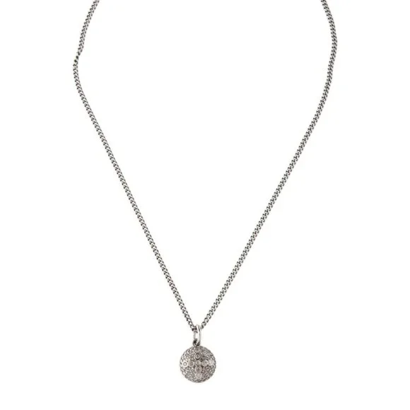 SHERYL LOWE STERLING SILVER 0.49 CTW DIAMOND CROSS DOME PENDANT NECKLACE
